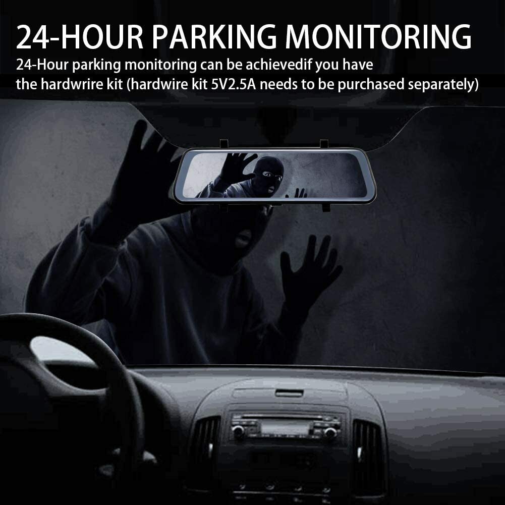 V21 9.66 inch Mirror Dash Cam Touch Full Screen ; 1080P 170° Full HD Front Camer