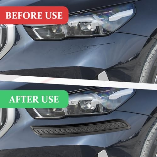 2PCS Rubber Car Bumper Guard, Car Bumper Protector, Anti-Collision Front Black