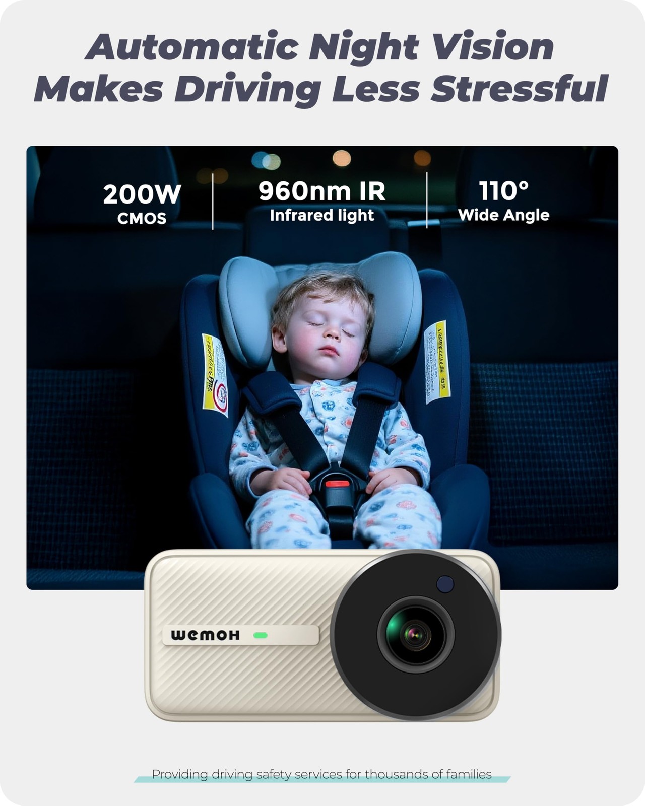 WEMOH Magnetic Double Car Camera for 2 Kids with 5″ 1080P IPS Monitor, Auto N…