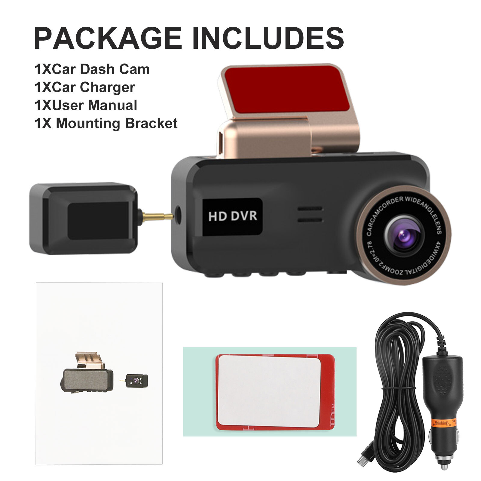 1080P Dual Dash Cam Car Video Recorder Front Inside Camera Night Vision G-Sensor