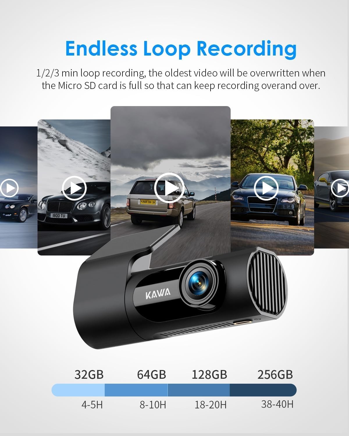 3K Dash Cam Front WiFi Voice Control G-Sensor Night Vision Parking Mode 256GB