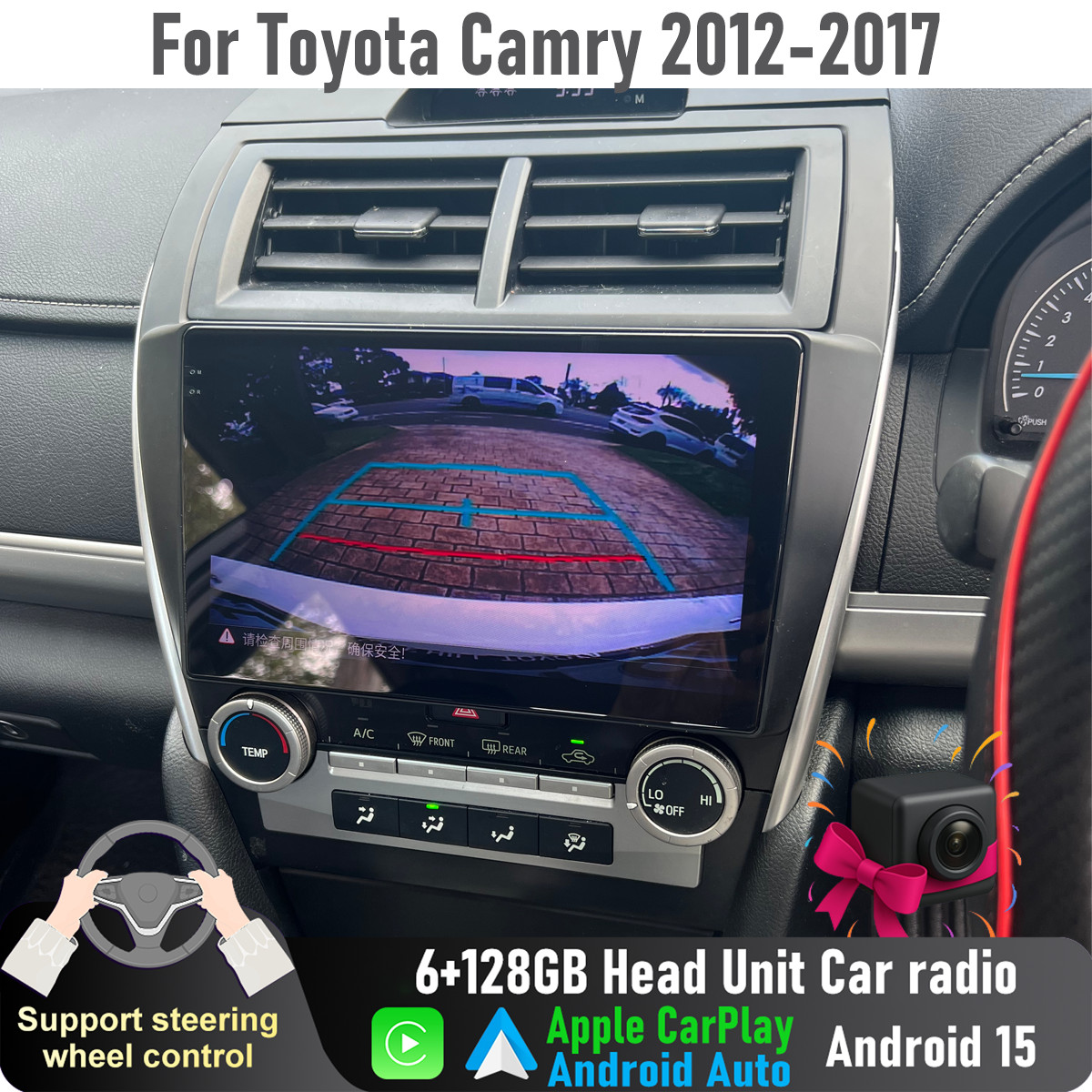 10” Apple CarPlay 6+128GB Auto Head Unit Car radio GPS For Toyota Camry 2012-17