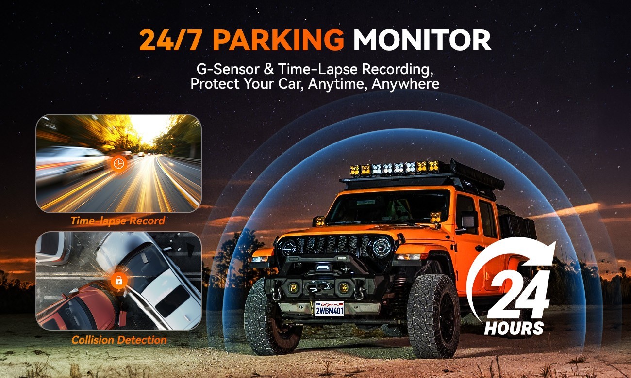 4K Dual Dash Cam Front Rear ADAS GPS WiFi Voice Control Car DVR WOLFBOX M40