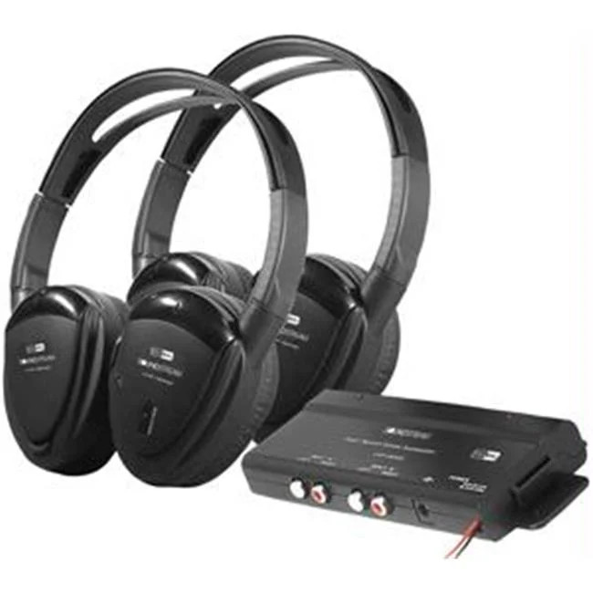 POWER ACOUSTIK HP-902RFT 2 SWIVEL EAR PAD 2-CHANNEL RF 900 MHZ WIRELESS HEADP…