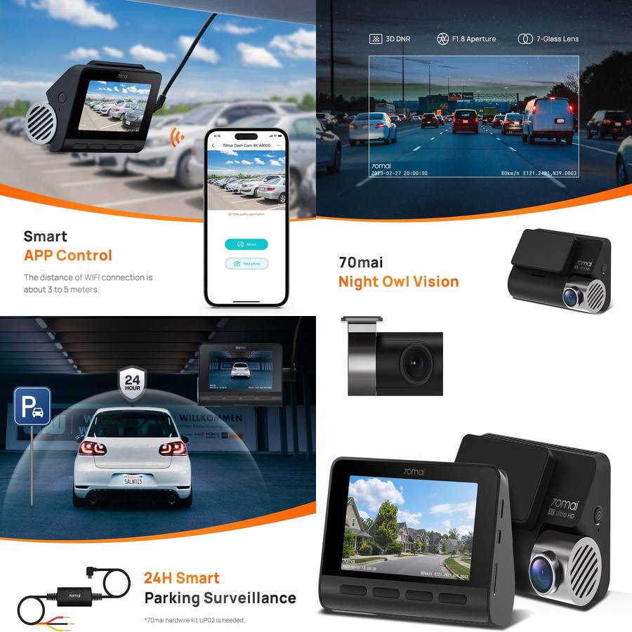 Camara Tablero Automovil Frontal Trasera WiFi w/ GPS Cam SUPER Vision Nocturna