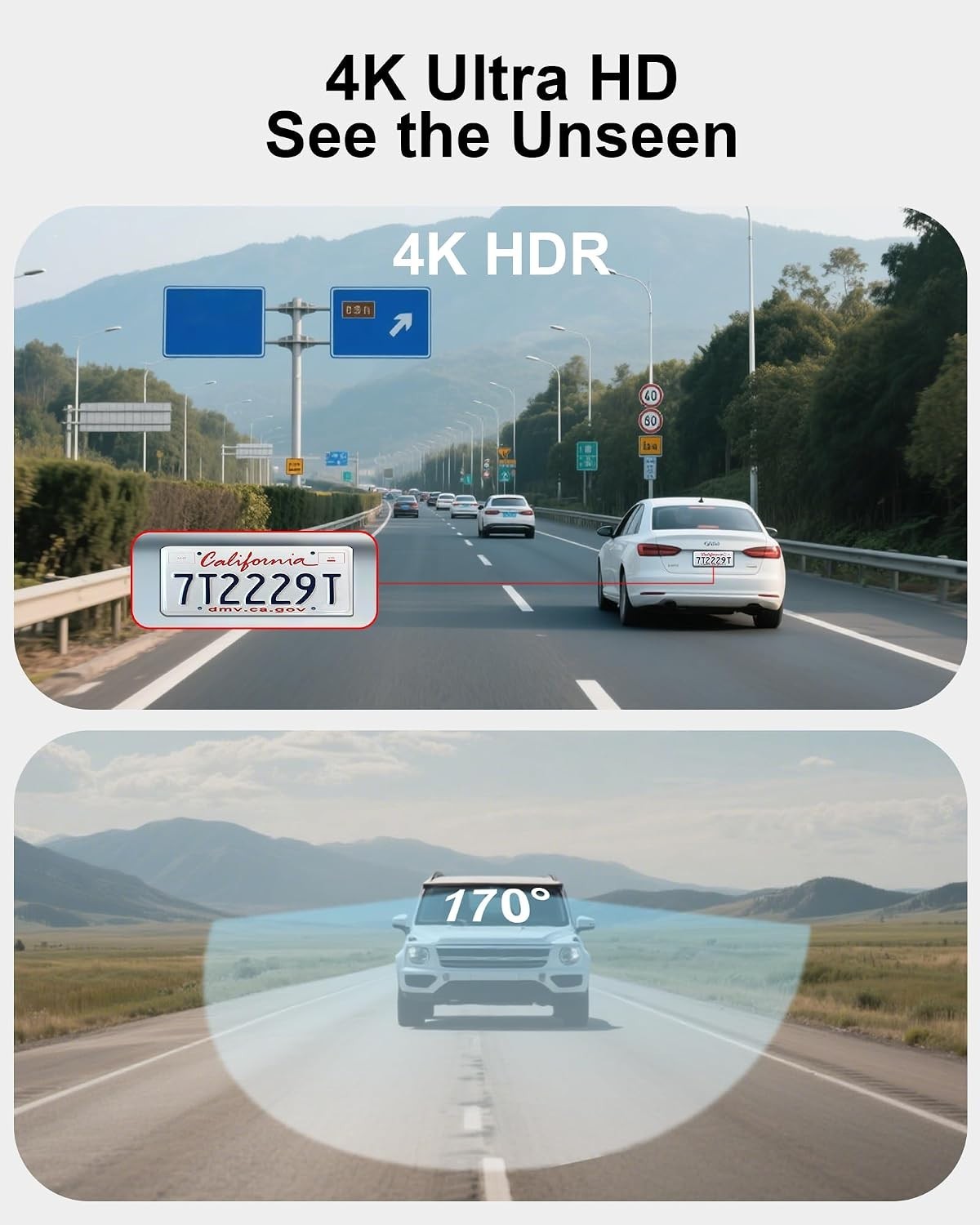 Eastbuc A215 4K Dash Cam Front, Built-in 5.8G WiFi, Free 64GB Card & 48W