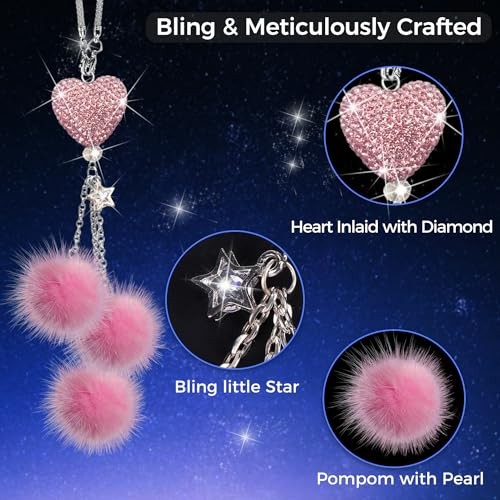 Pink Bling Car Accessories Interior for Women – Girly Crystal Car Pink-ball