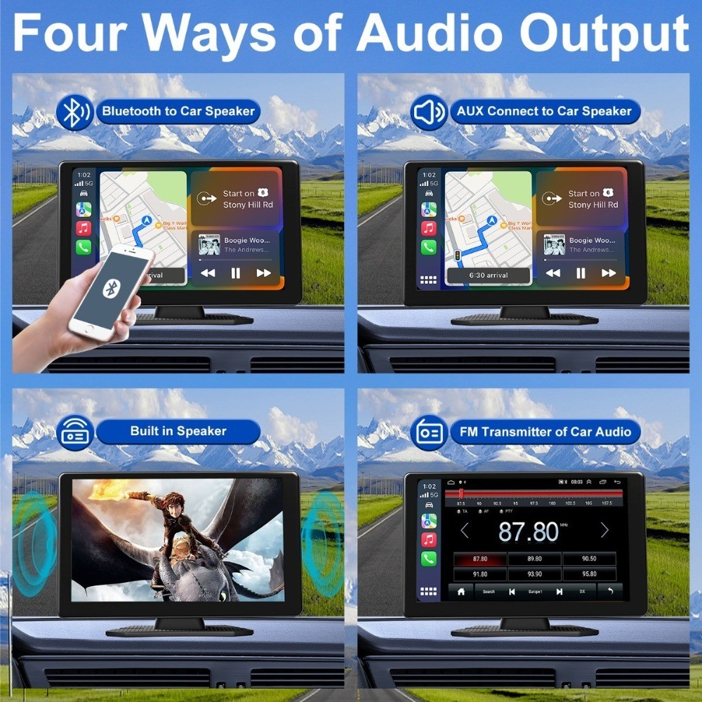 9″ Touch Screen Carplay Android Auto 4K Dash Cam with 1080P Backup Camera DVR