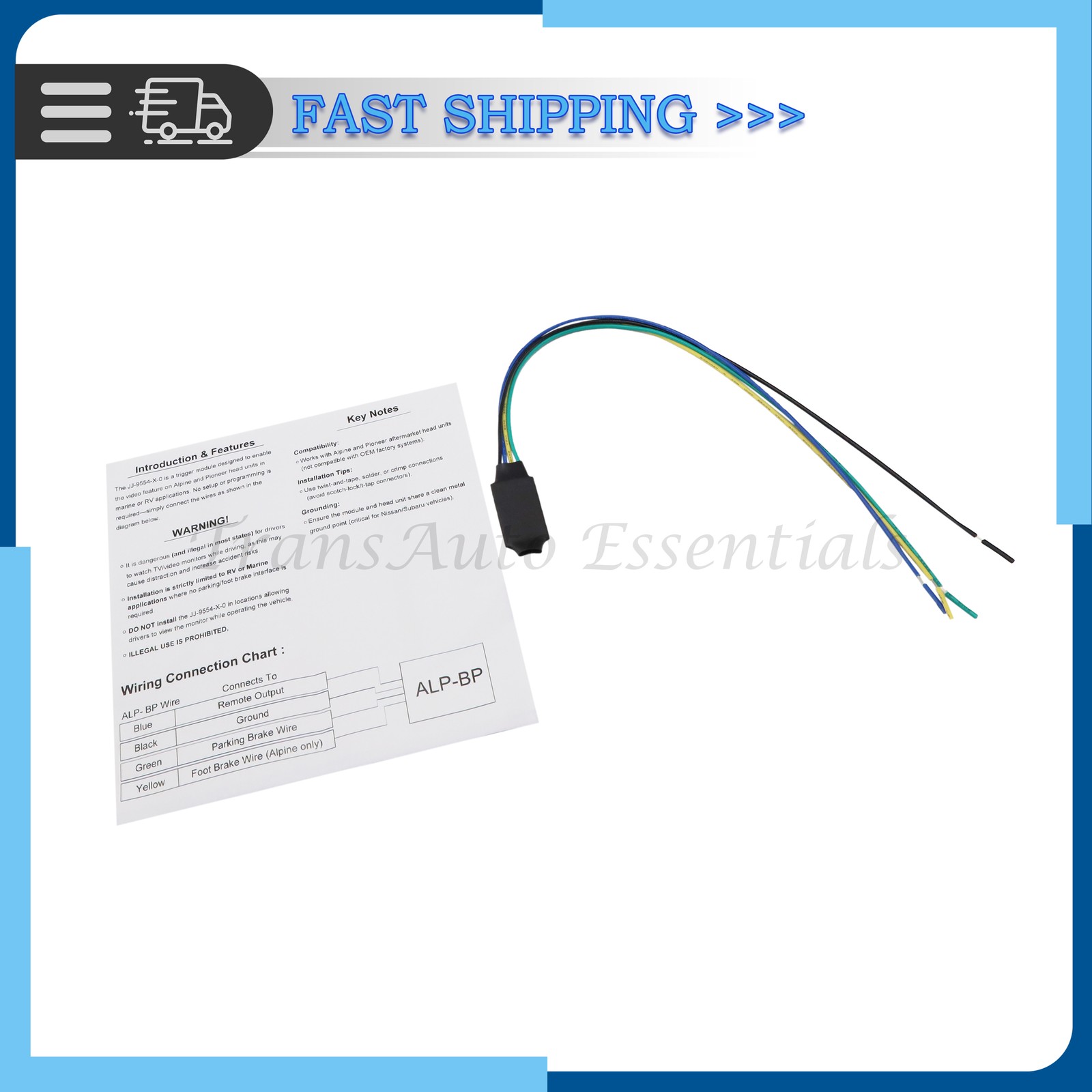 Video Parking Brake Bypass Fits Alpine ILX-W650 ILX-F309 ILX-F259 3 US