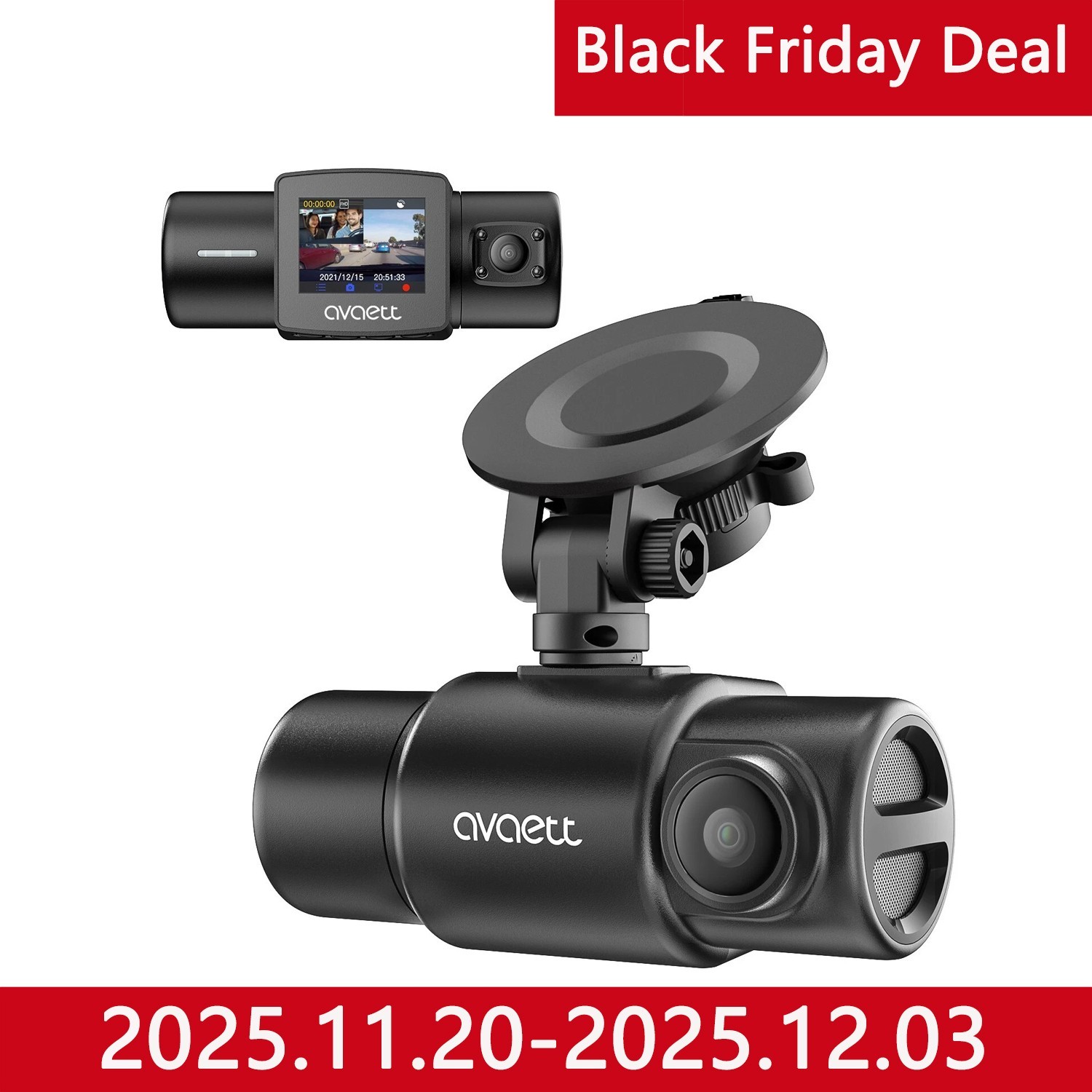 Avaett Dual Dash Cam Avaett Dash Cam Front and Inside, Built-in GPS and WiFi