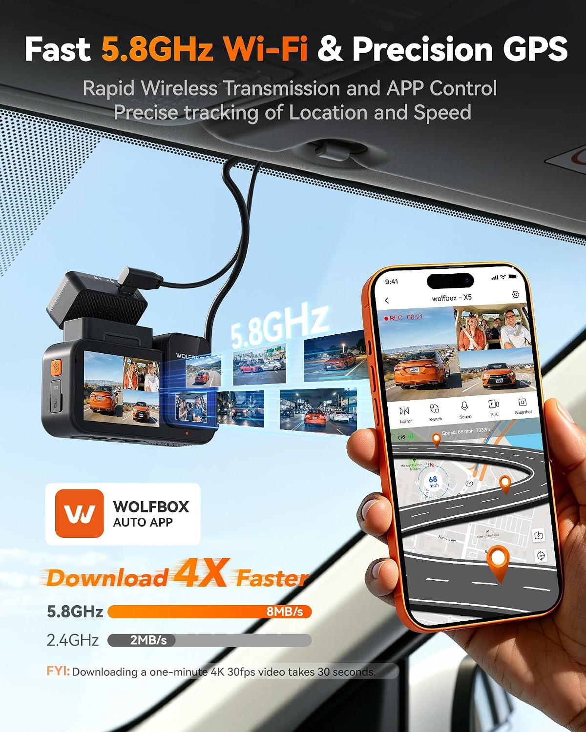 X5 3 Channel 4K HDR Dash Cam, STARVIS 2 IMX678 8MP Night Vision, 4K+2.5K+1080P F