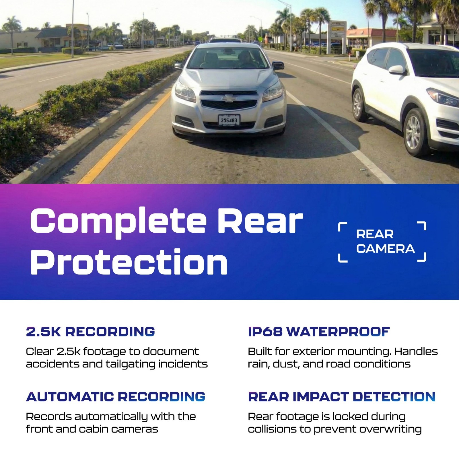 3-Channel 4K Dash Cam with 3.19″ Screen, IR Night Vision, GPS, WiFi & 24H Parkin