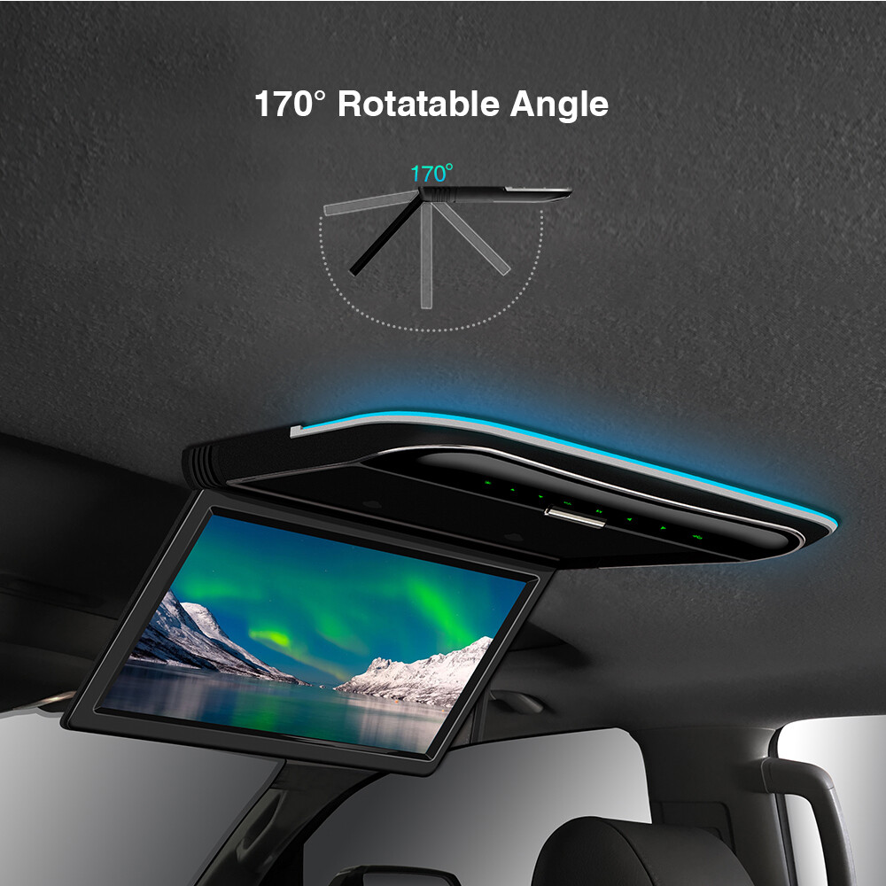 11.6″ HD TFT Car Roof Overhead Monitor 170° Flip Down HDMI USB +Miracast Dongle