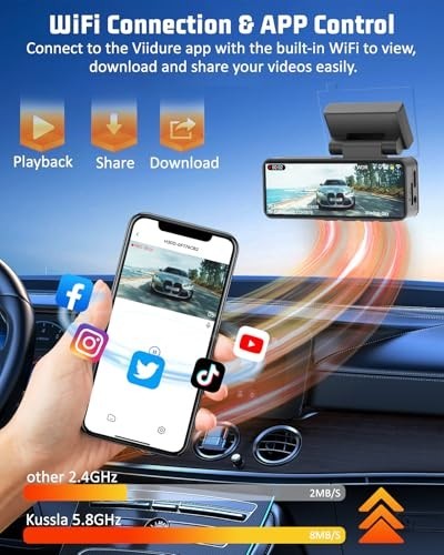 4K Dual Dash Cam Front & Rear, 5GHz WiFi, Night Vision, 24H Parking Monitor, G-S