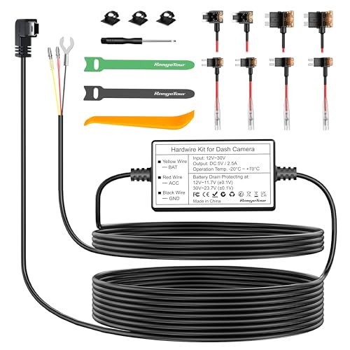 Dash Cam Hardwire Kit 4m/13.12ft 12V-24V to 5V Car Dash Camera Charger Mini USB