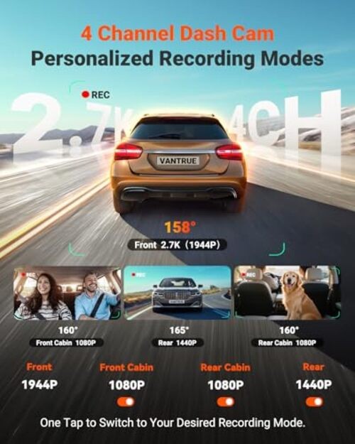 N5S 4 Channel 360 Degree 2.7K Dash Cam, 4CH STARVIS 2 Night Vantrue N5S
