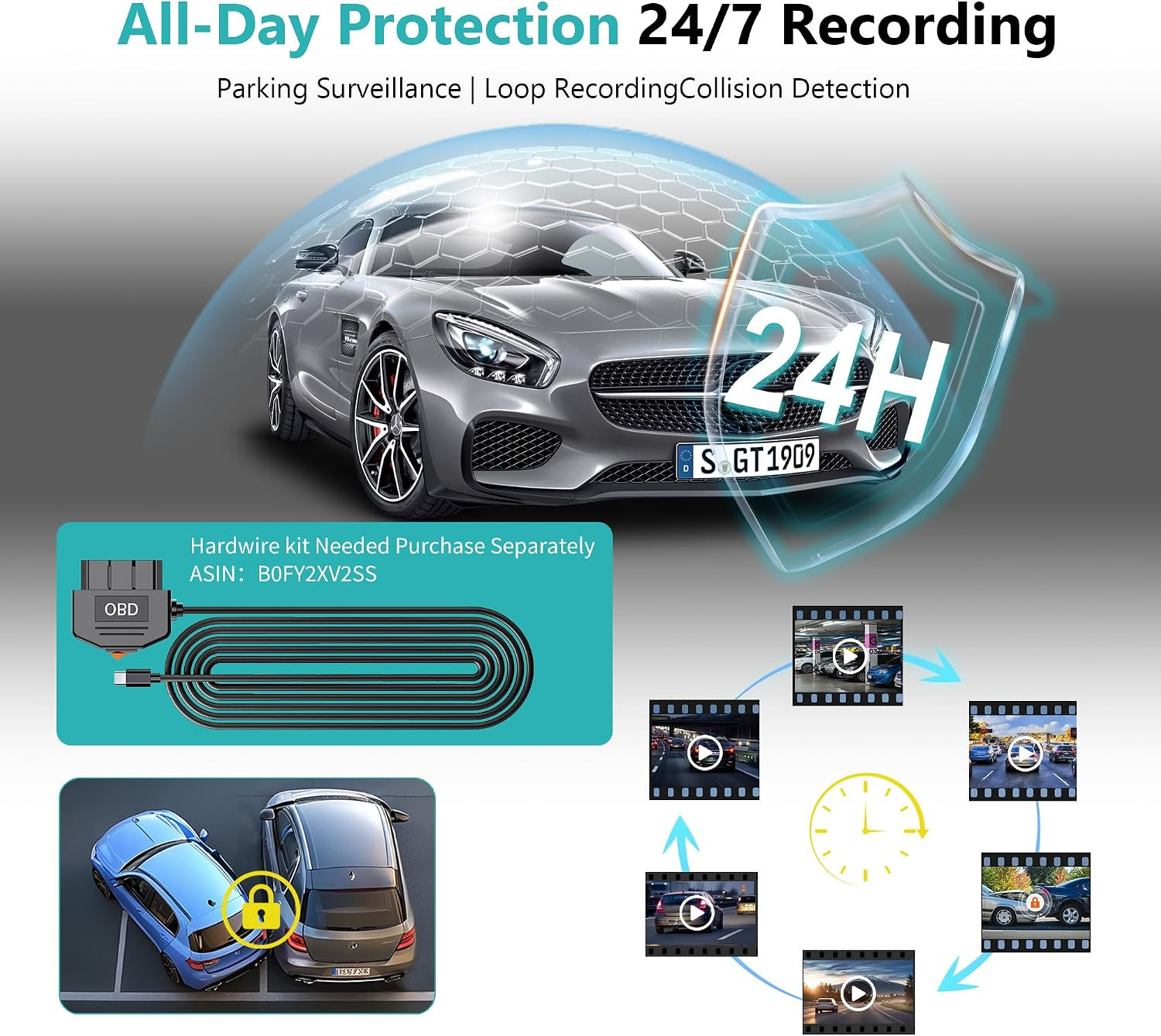12” 4K Rear View Mirror Camera,4K+2.5K Front and Rear Mirror Dash Cam,Adas BSD