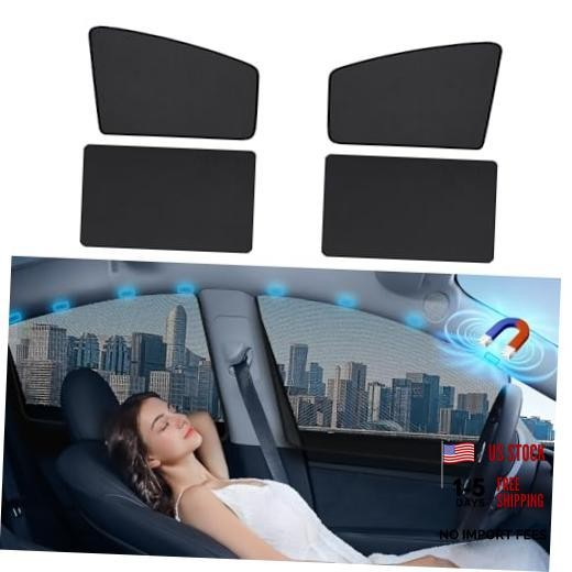 Magnetic Car Window Shades, Mesh Window Covers for Front+Rear Side 4Pcs black