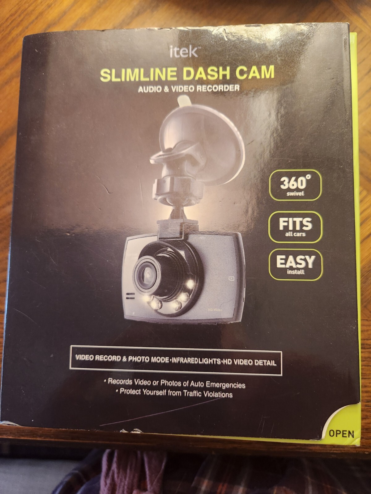 Slimline Dash Cam Audio and Video Recorder New Sealed Box 360 Swivel By ITEK