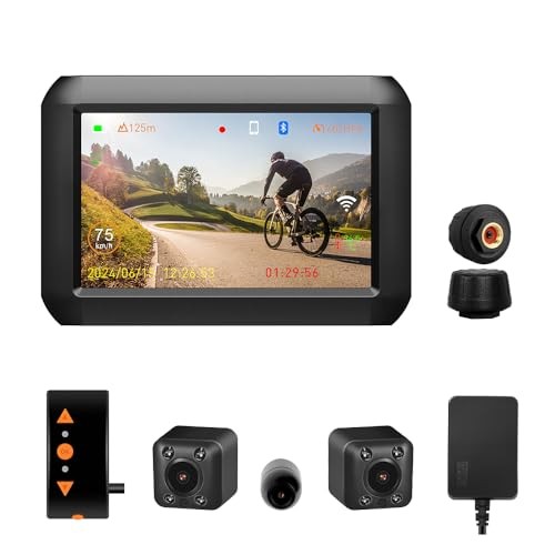 WiFi Motorcycle Dash Camera, Parking Monitoring, 3CH 4 Inch Screen Motorbike