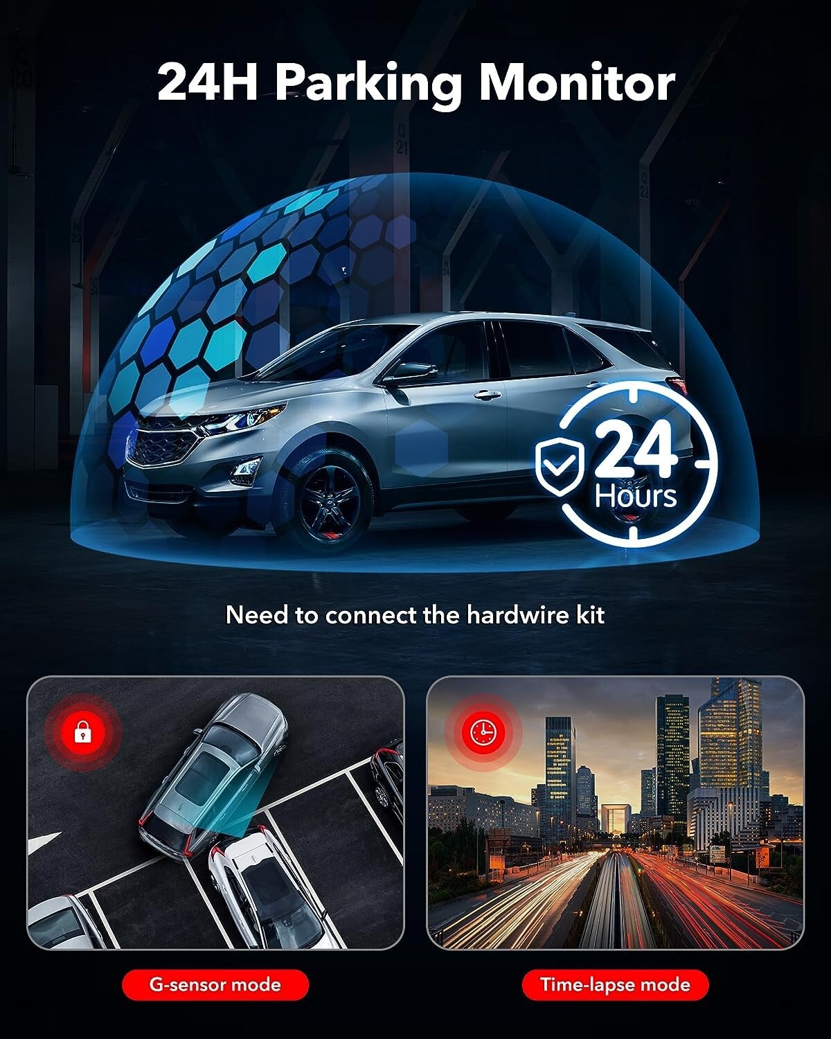 Crystal Clear Ultra HD Dual Recording Dash Cam – Built-in GPS – WiFi Control