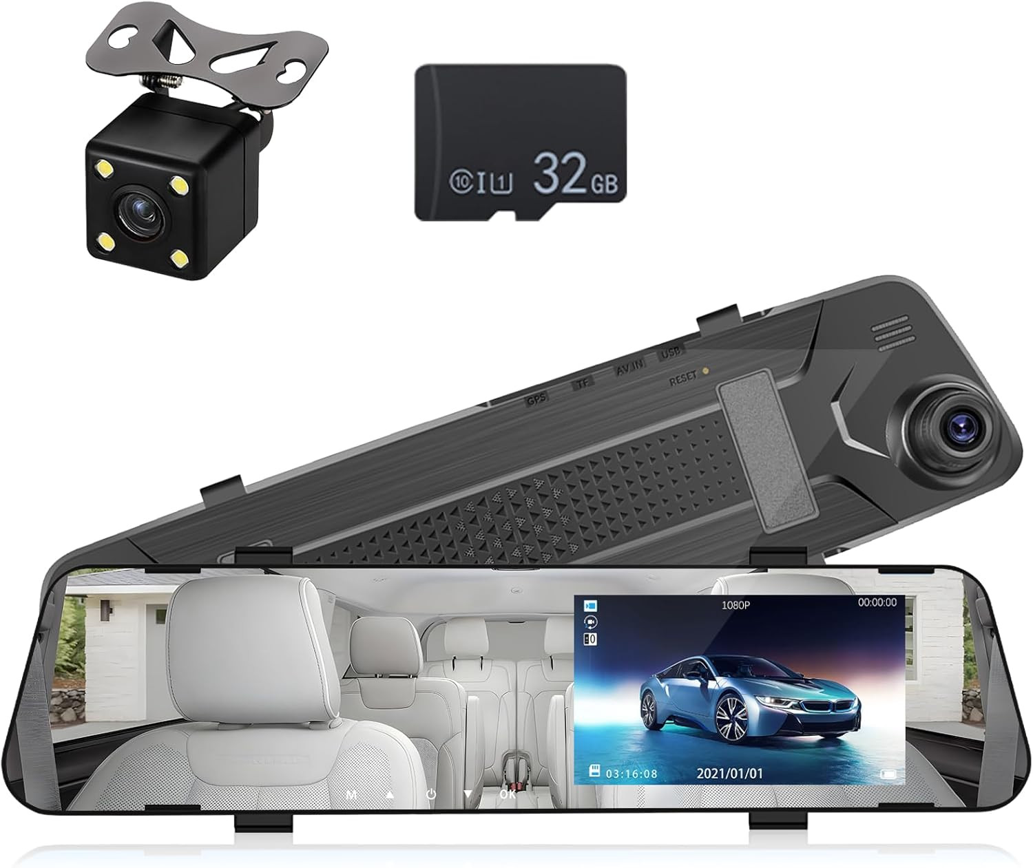 Mirror Dash Cam para automóviles, espejo retrovisor de 4,5″ 1080P
