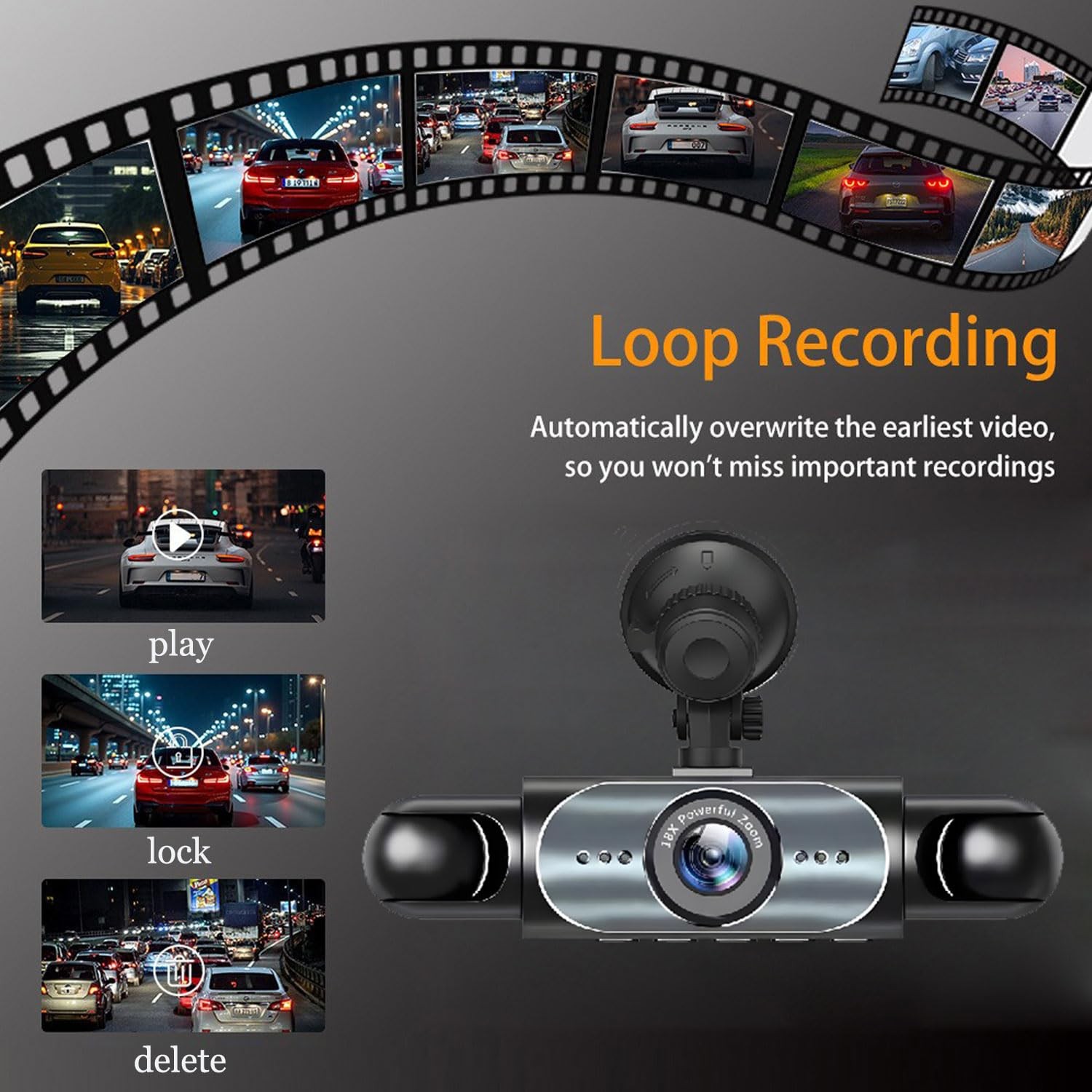 360° Full View Dash Cam Front and Rear Inside, 4 Channel Dashcam 1080P Full H…