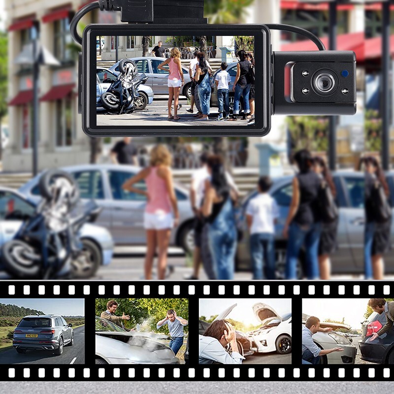Car DVR Dash Cam Driving Video Recorder Front Inside Camera HD 1080P Dual Lens
