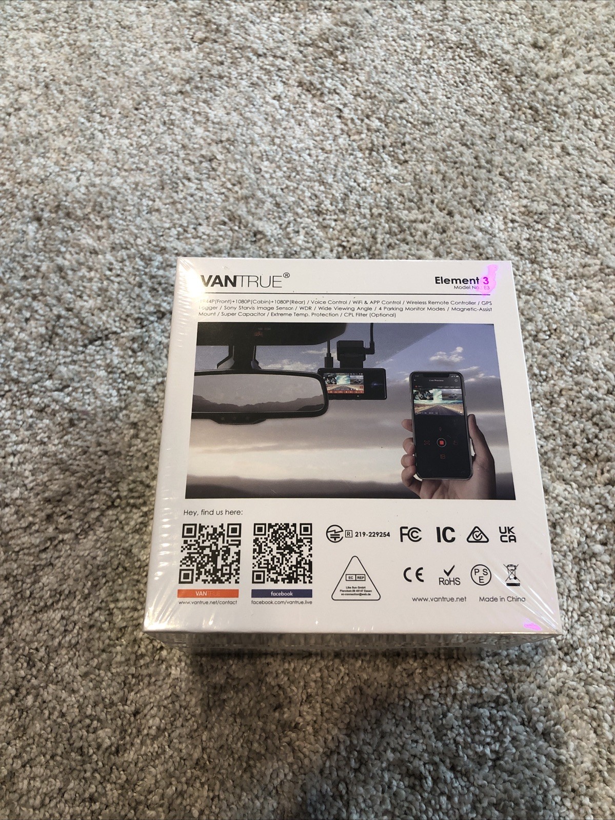 Vantrue Element E3 2.5K 3 Channel Dash Camera | WiFi | GPS | 512gb