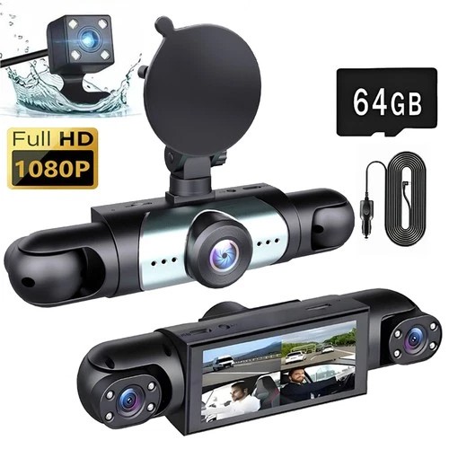 4-Channel Dash Cam 1080P WiFi App Control 64GB Card Night Vision Parking Mode