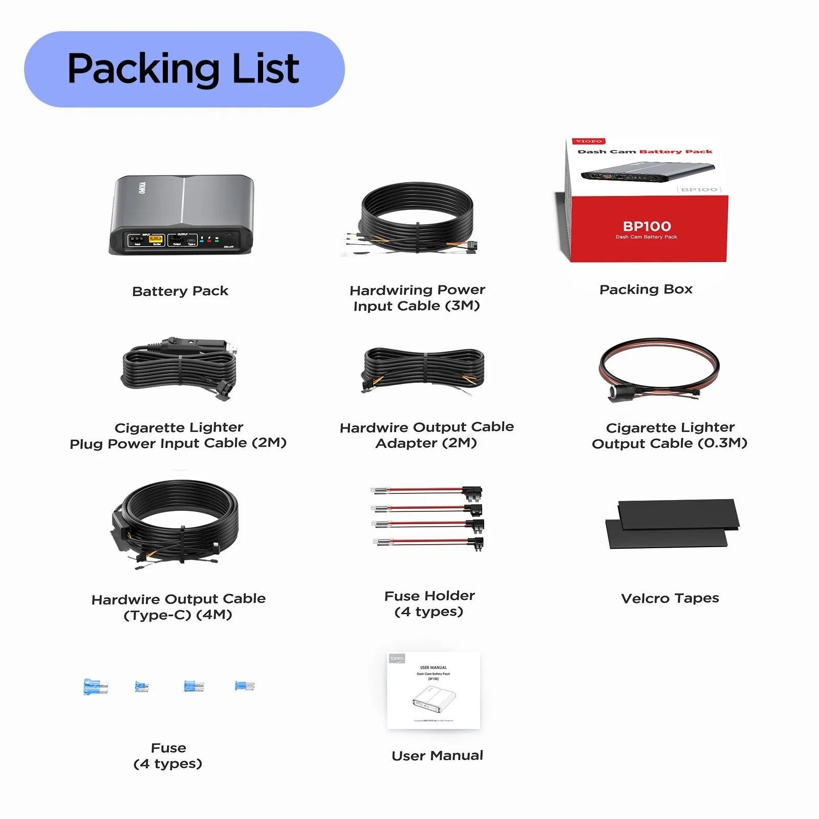 VIOFO BP100 7650mAh High Capacity Dash Cam Battery Pack