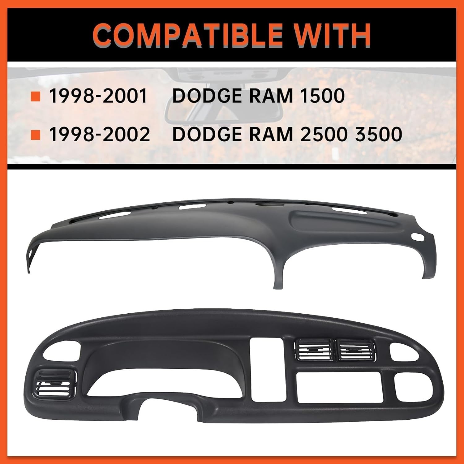 Dash & Bezel Cover Compatible with 1998-2002 Dodge Ram 1500 2500 3500 Trucks NEW
