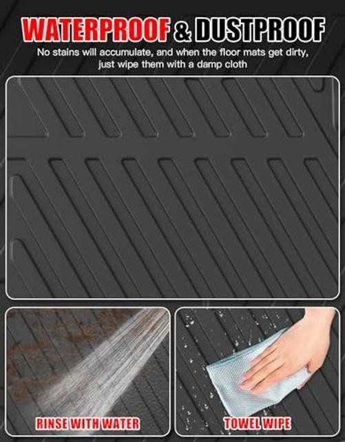UTV Floor Mats for Polaris Ranger XP 1000 Crew, Waterproof TPE Non Front & Rear