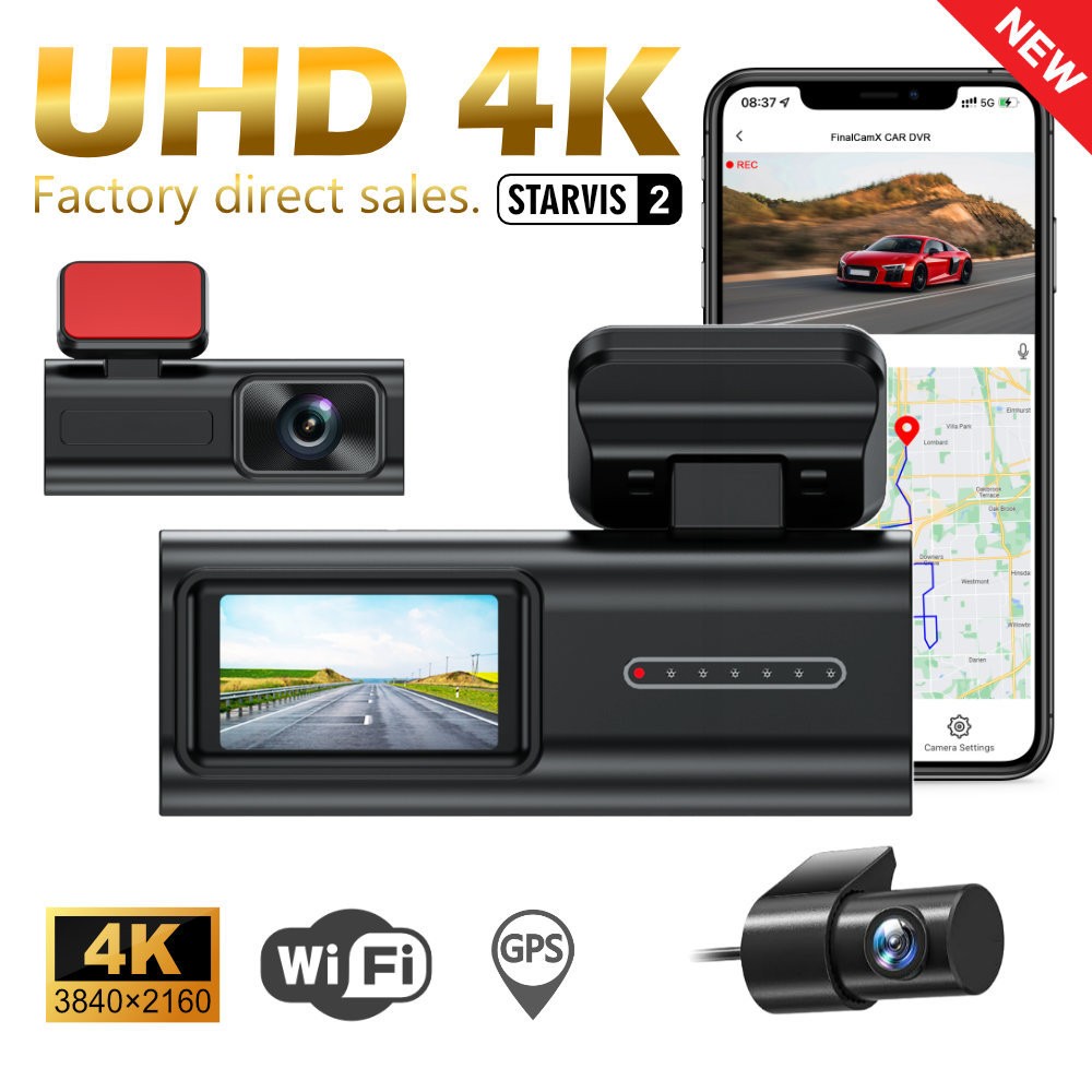 1.47″ Streaming Dash Cam WiFi GPS 64GB Touch Screen Car DVR Recorder 4K+1080P