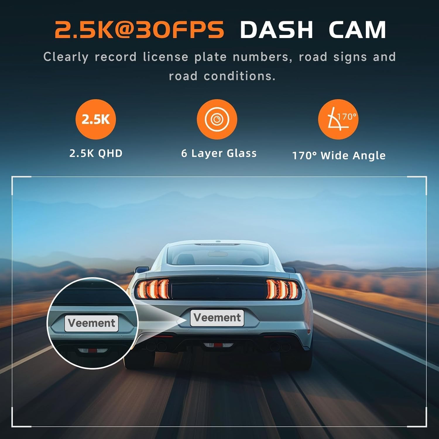 Dash Cam 2.5K Dash Camera for Cars, V200 Wifi Dash Cam Front, Wireless Dashcam w