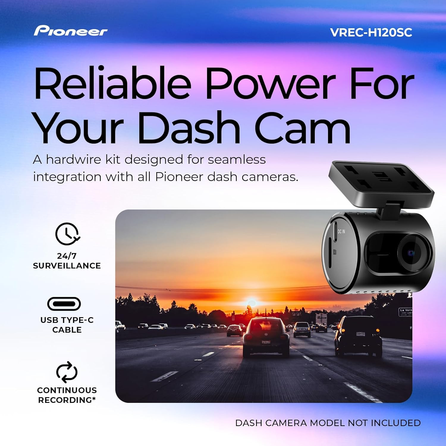 RD-HWK300 USB-C Hardwire Kit for Compatible Dash Cams – 12-24V to 5V with Low Vo