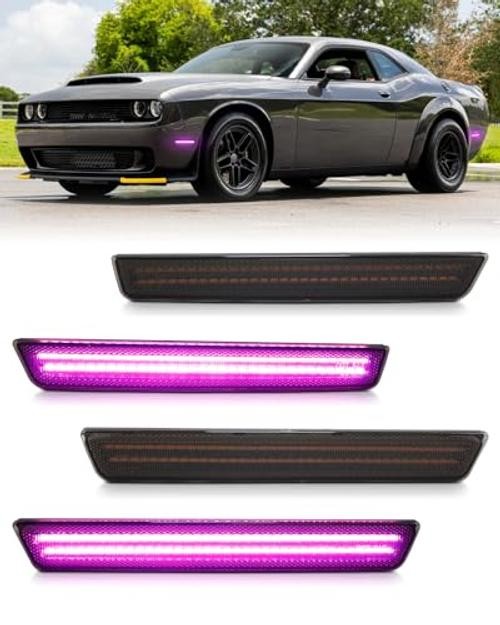 LED Side Marker Lights for Dodge Challenger 2015-2023, Front & Rear Pink Purple