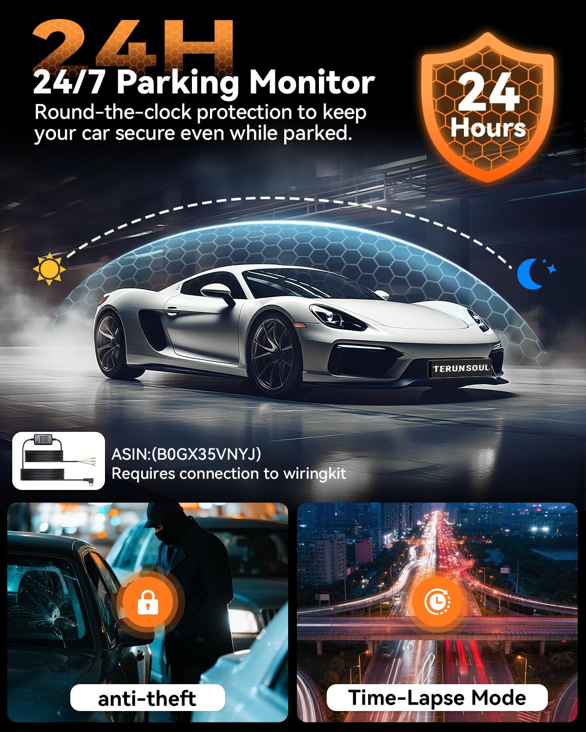 4K Dash Cam Front and Rear, Full HD 3 Channel Dashcam, Free 128GB Card