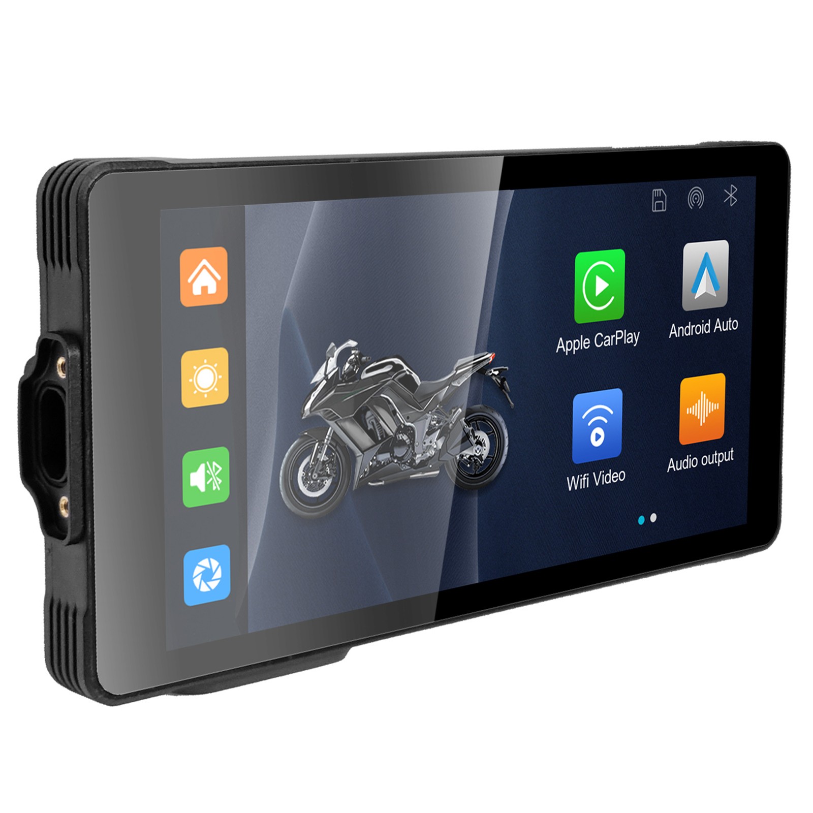 5.5″ Wireless CarPlay Android Motor Navigation Motorcycle GPS 2X Cam/TPMS IP67