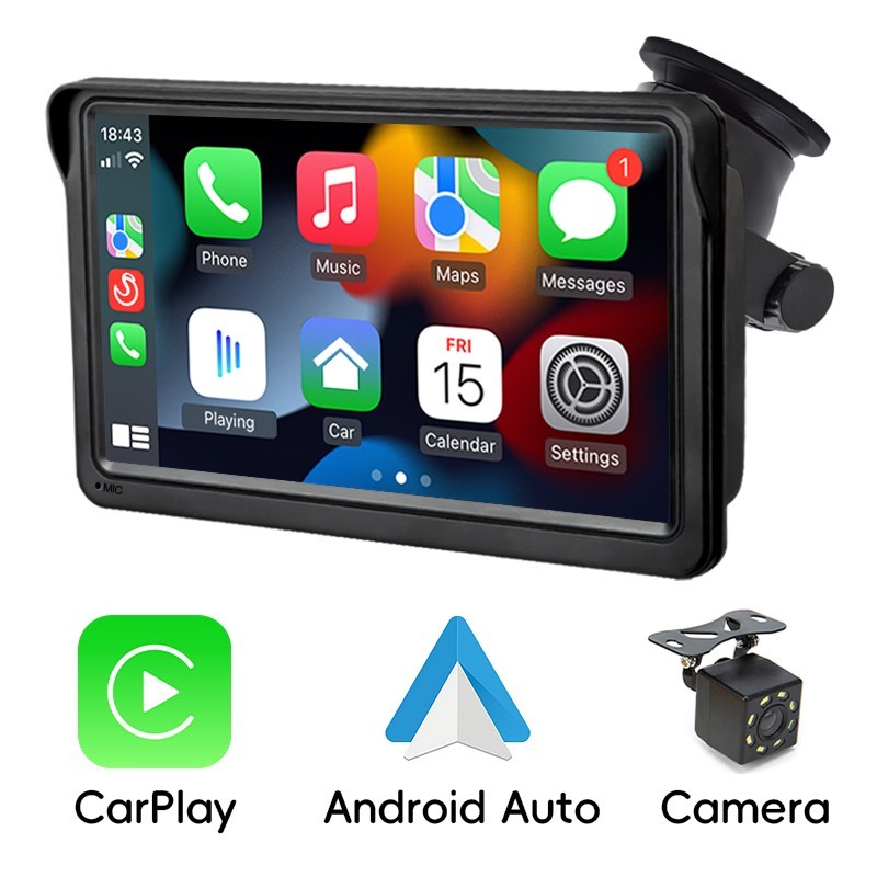 Hippcron 7″ Portable CarPlay Android Auto Radio, Touch Screen Media Player.
