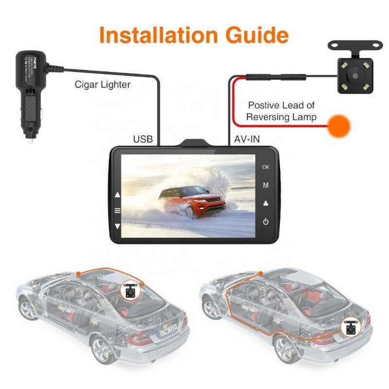 High Quality HD Screen G-Sensor Emergency Front & Rear Dual Loop Recording 1080p