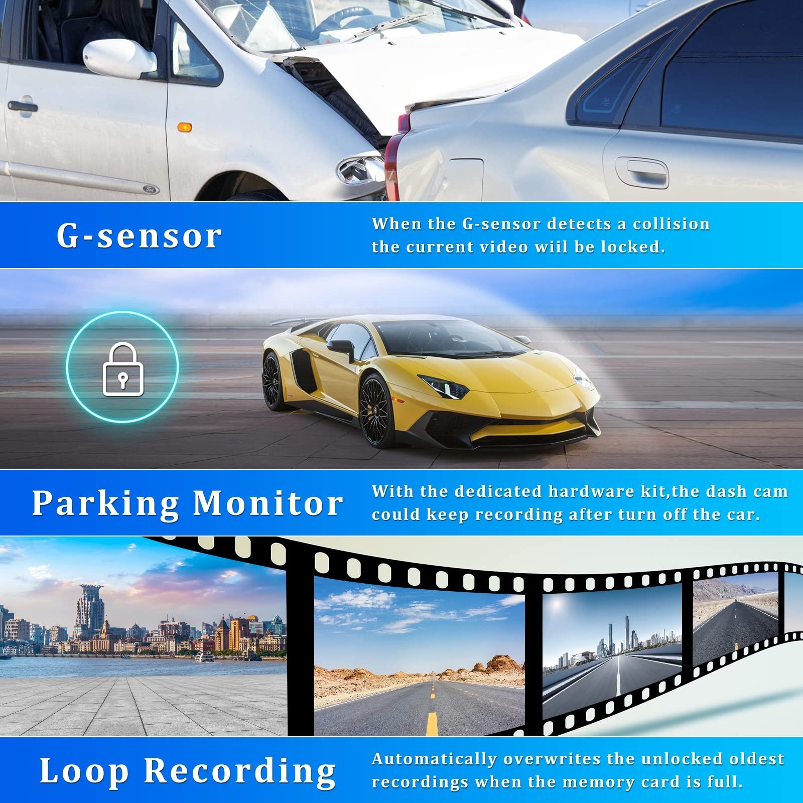 4K Front Rear View Mirror Dash Cam 10 Inch IPS Touch Screen Carplay UHD Car DVR