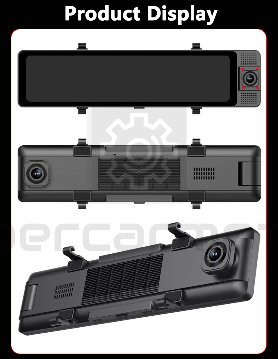 3 Channels WIFI Car Camera Recorder ADAS AR DVR 180 Degree Rearview Mirror
