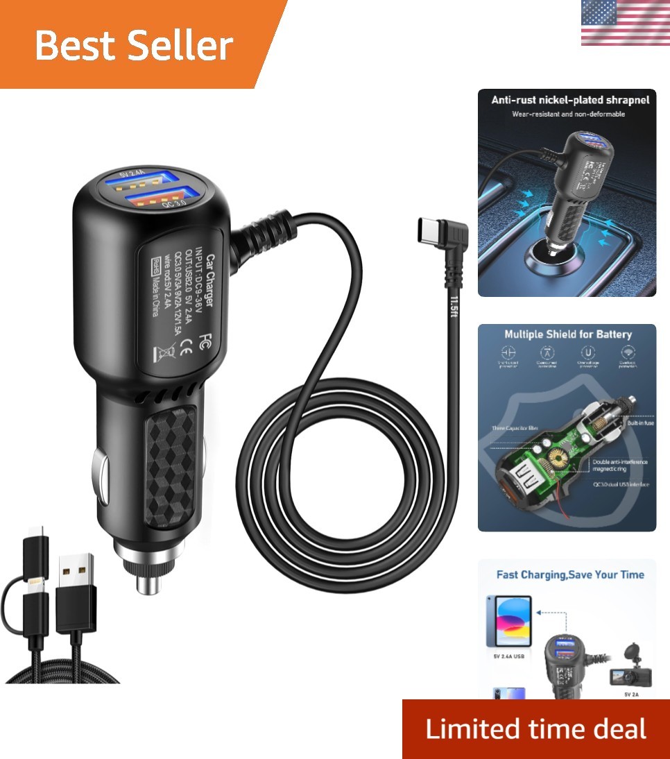 Dash Cam Charger USB C, Type C Car Charger, Dual Port Dashcam Power Adapter, …