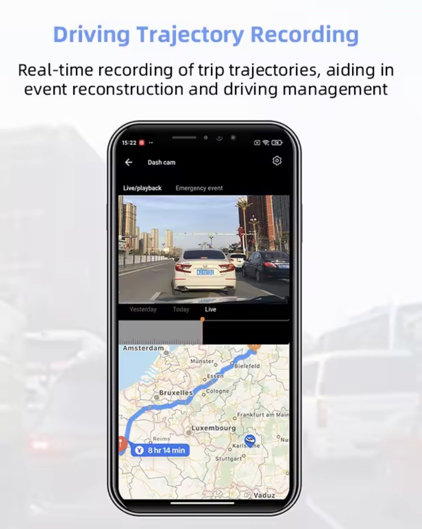 E-ACE 2K 4G Live Dashcam Optional1080P Rear Dual Cam Record GPS Remote