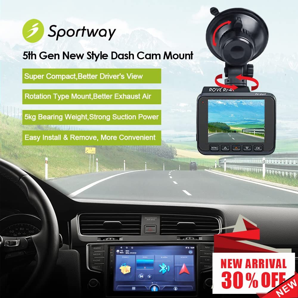 S503 Suction Cup Dash Cam Mount Holder 5th Gen with 3pcs 360 Rotating Joints …
