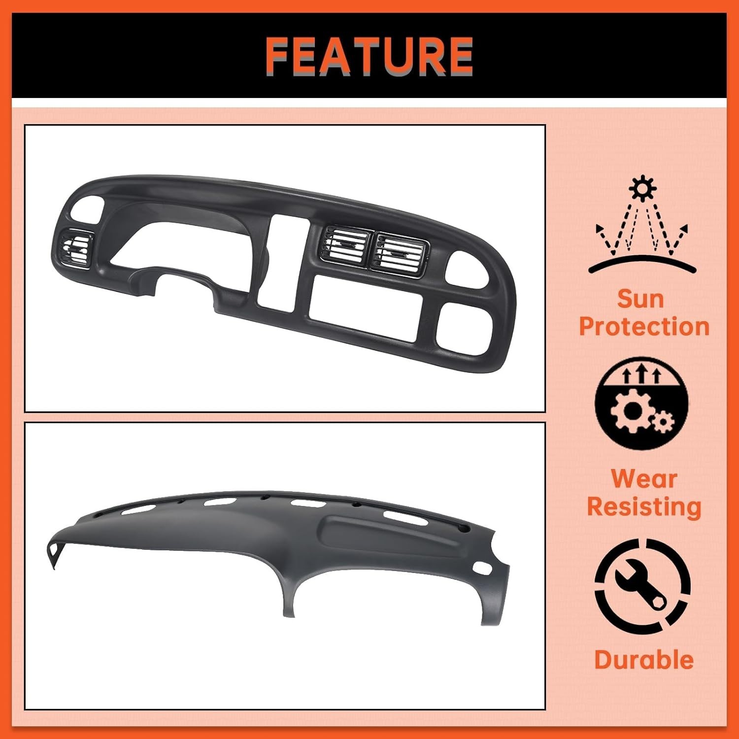 Dash & Bezel Cover Compatible with 1998-2002 Dodge Ram 1500 2500 3500 Trucks NEW