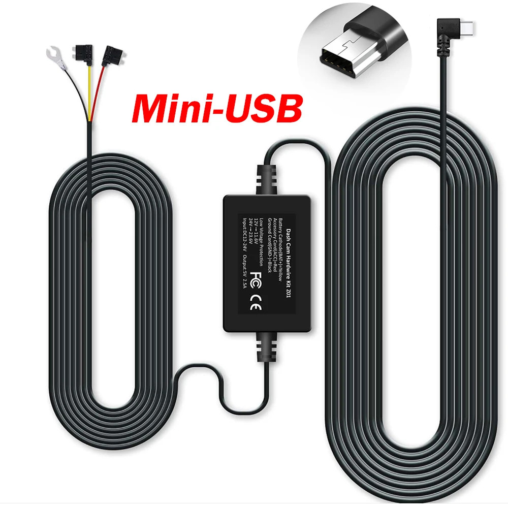 24/7 Parking Monitor & Time-Lapse Recording Dash Cam Hardwire Kit – 12V-24V