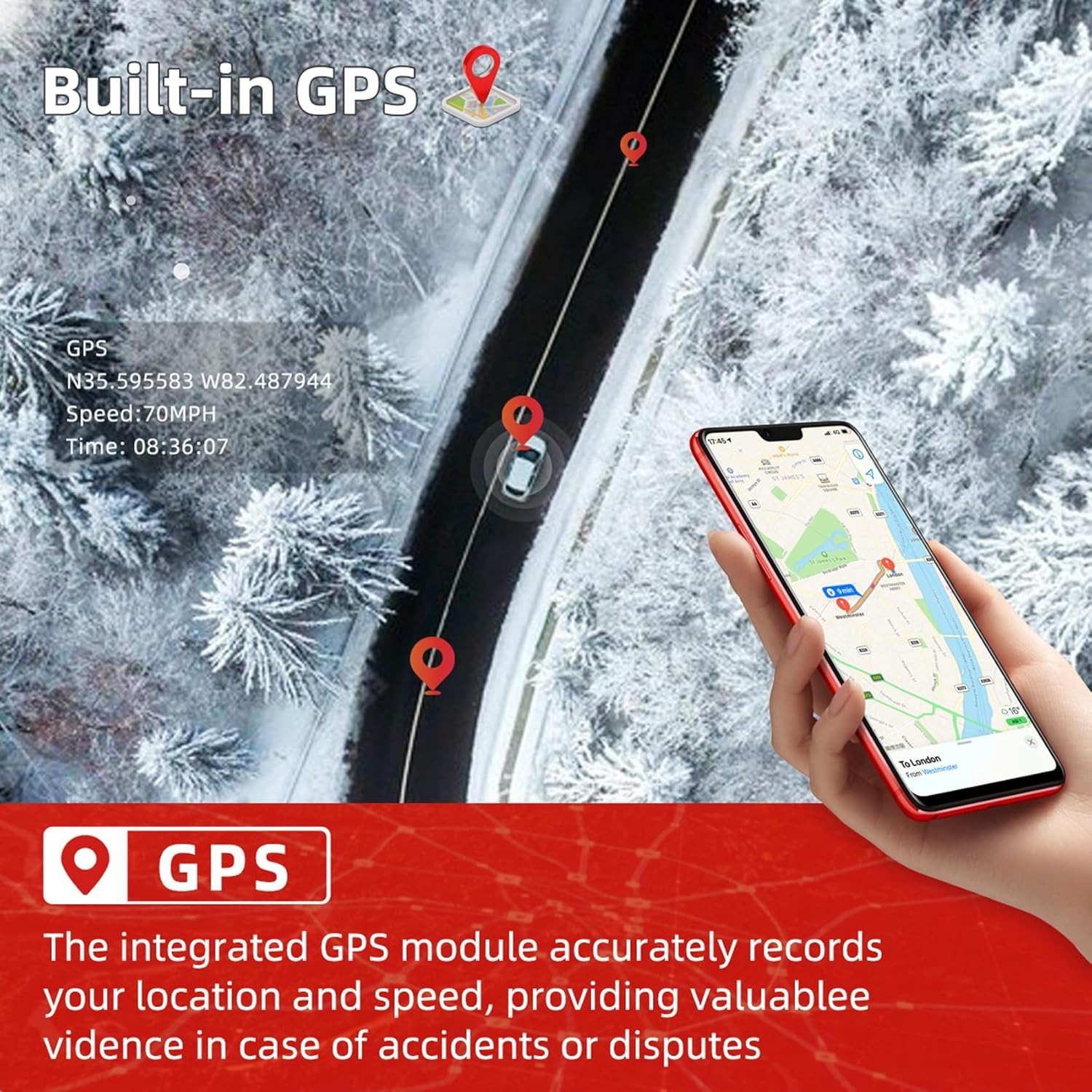 Advanced 4 Channel Dash Cam with WiFi, GPS & 170° Night Vision for Cars & SUVs