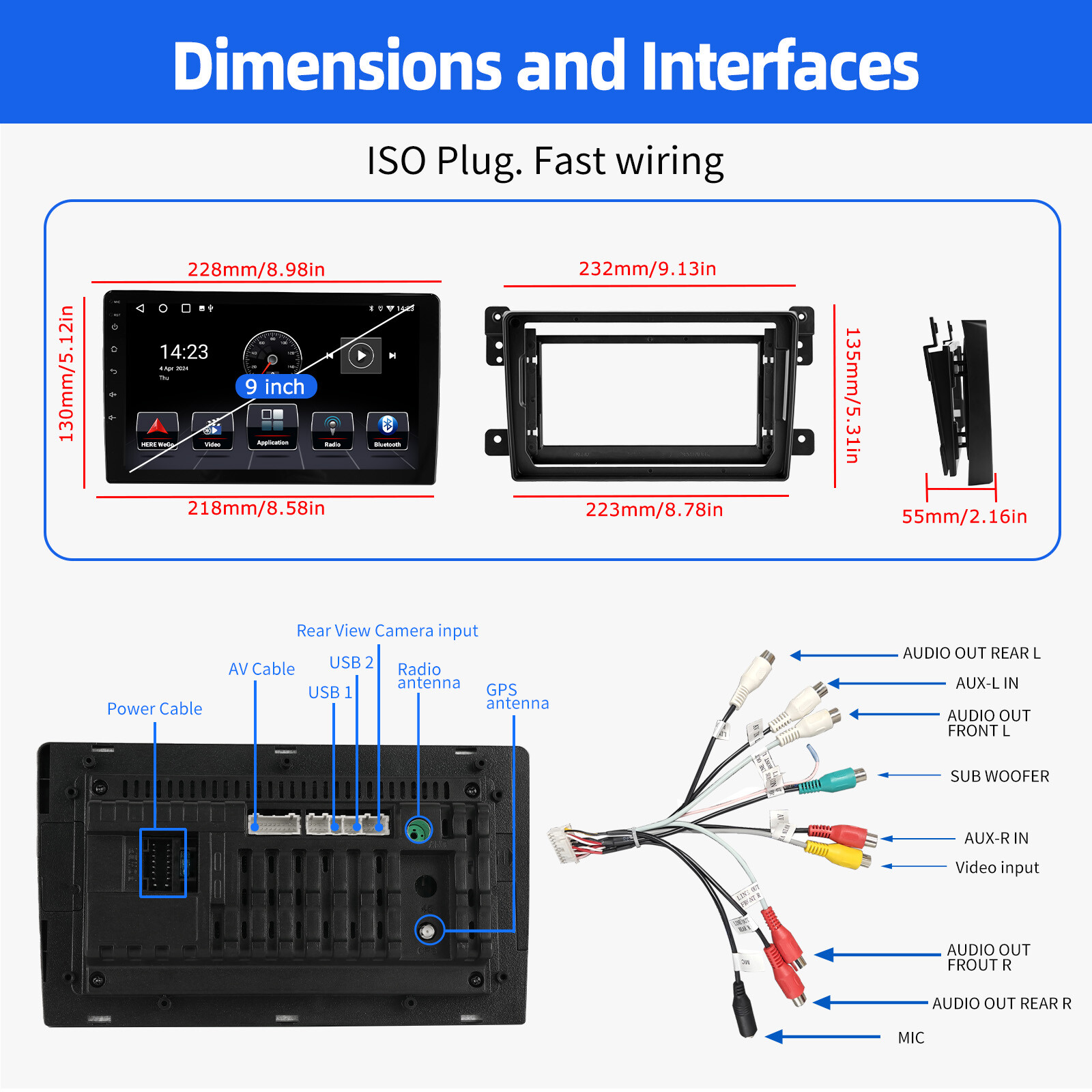 4+64G Android 14 Apple CarPlay For Suzuki Grand Vitara 2005-15 Car Stereo Radio